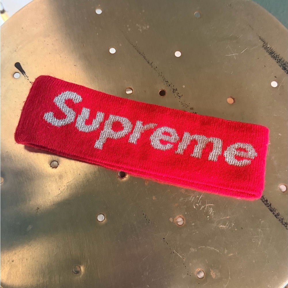 Supreme Black and Red Fleece Headband